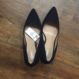 Express Black Suede Pointed Toe Wedges NWT 7